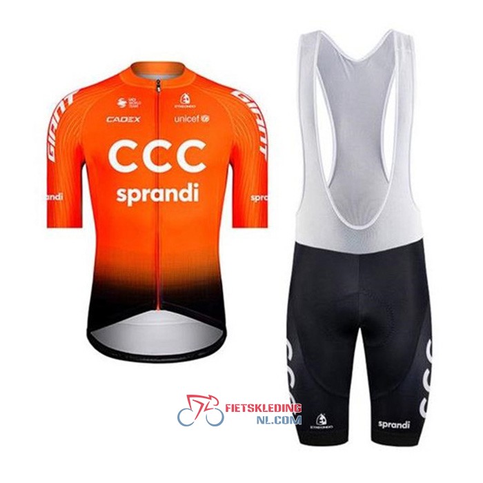CCC Sprandi Fietsshirt Met Korte Mouwen 2020 en Korte Koersbroek Oranje Zwart
